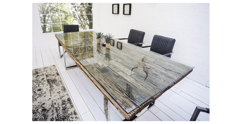 Table RAFTA 203cm avec surplateau en verre vue de haut