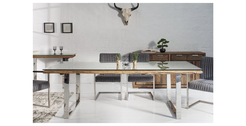 Table RAFTA 203cm avec surplateau en verre mise en situation