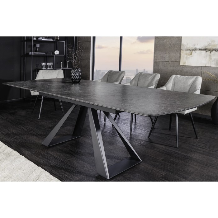 Table OBLIKA extensible 180-230cm noire vue de côté
