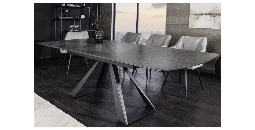 Table OBLIKA extensible 180-230cm noire vue de côté