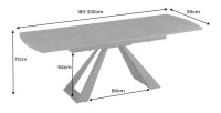 Table OBLIKA extensible 180-230cm noire dimensions