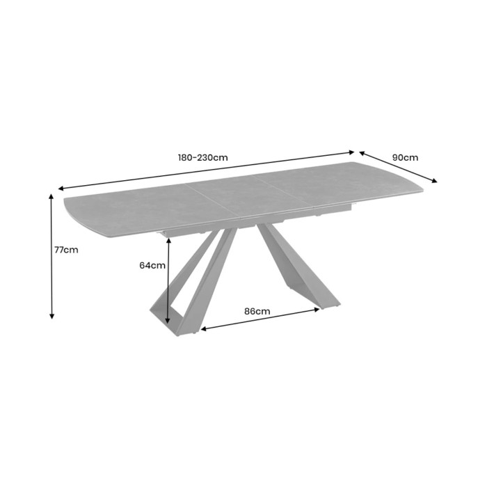 Table OBLIKA extensible 180-230cm noire dimensions
