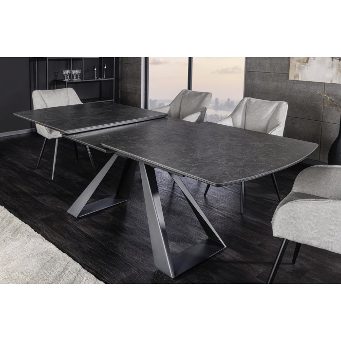 Table OBLIKA extensible 180-230cm noire en pleine extension