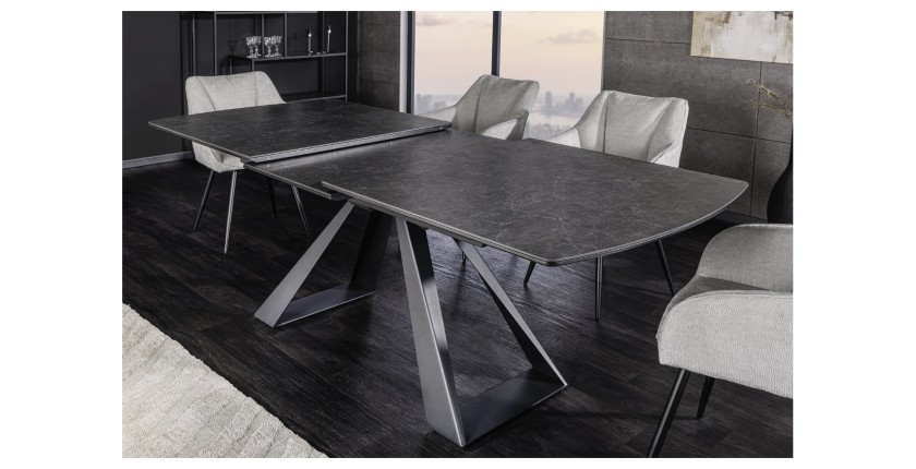 Table OBLIKA extensible 180-230cm noire en pleine extension
