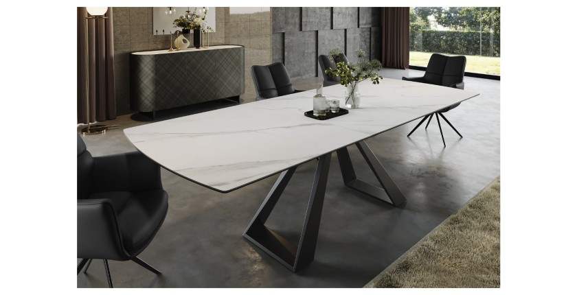 Table OBLIKA blanche extensible 180-230cm mise en situation