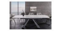 Table OBLIKA blanche extensible 180-230cm vue de face