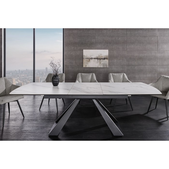 Table OBLIKA blanche extensible 180-230cm vue de face