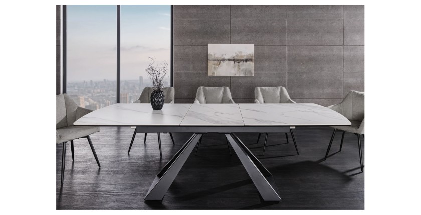 Table OBLIKA blanche extensible 180-230cm vue de face