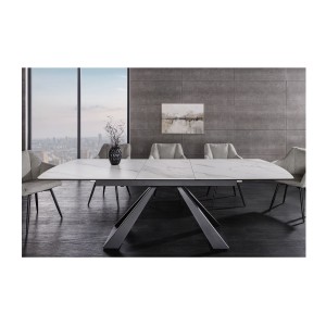 Table OBLIKA blanche extensible 180-230cm vue de face