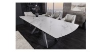 Table OBLIKA blanche extensible 180-230cm vue de côté