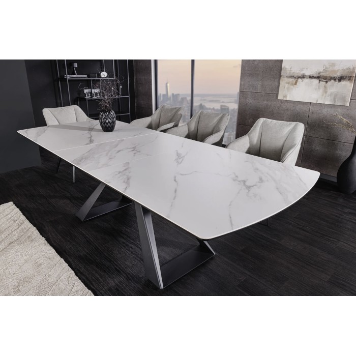 Table OBLIKA blanche extensible 180-230cm vue de côté