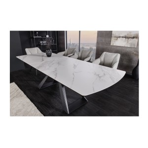 Table OBLIKA blanche extensible 180-230cm vue de côté