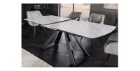 Table OBLIKA blanche extensible 180-230cm en pleine extension