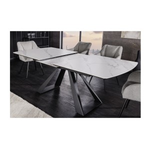 Table OBLIKA blanche extensible 180-230cm en pleine extension