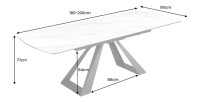 Table OBLIKA blanche extensible 180-230cm dimensions