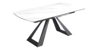 Table OBLIKA blanche extensible 180-230cm sur fond blanc