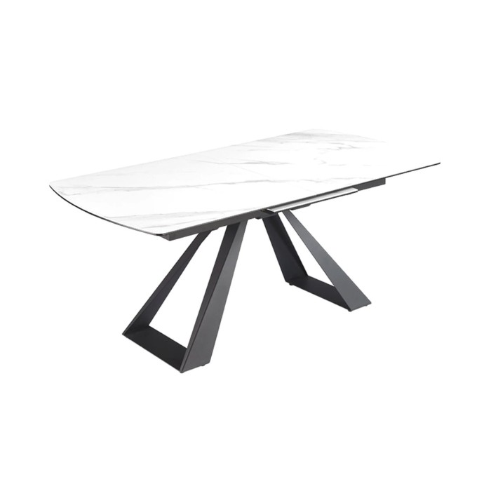Table OBLIKA blanche extensible 180-230cm sur fond blanc