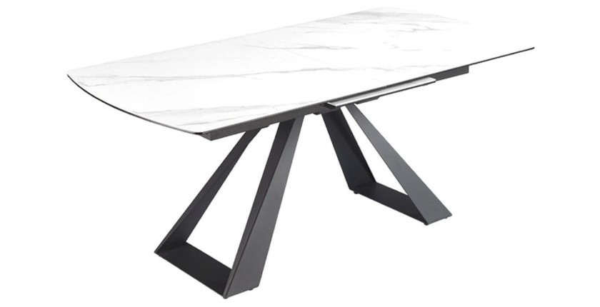 Table OBLIKA blanche extensible 180-230cm sur fond blanc
