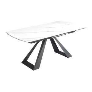 Table OBLIKA blanche extensible 180-230cm sur fond blanc