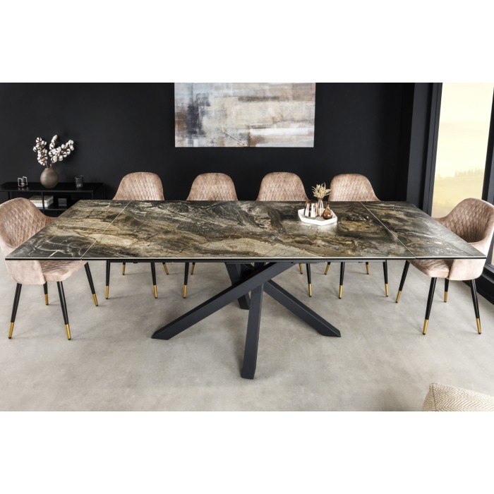 Table PETRANO extensible 180-220-260cm marbre taupe vue de face