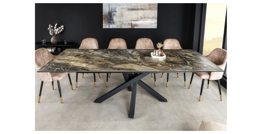 Table PETRANO extensible 180-220-260cm marbre taupe vue de face