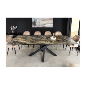 Table PETRANO extensible 180-220-260cm marbre taupe vue de face