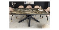 Table PETRANO extensible 180-220-260cm marbre taupe vue de face dans un décor 3D