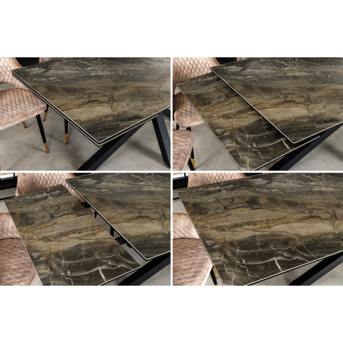 Zoom sur la table PETRANO extensible 180-220-260cm marbre taupe