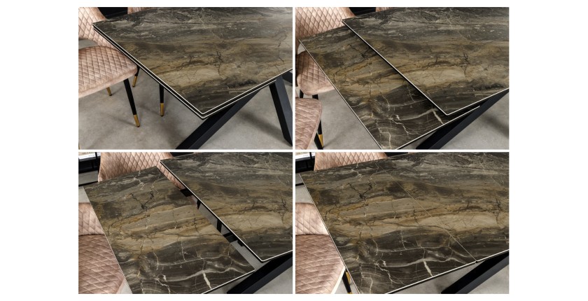 Zoom sur la table PETRANO extensible 180-220-260cm marbre taupe