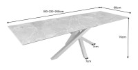 Table PETRANO extensible 180-220-260cm marbre taupe dimensions