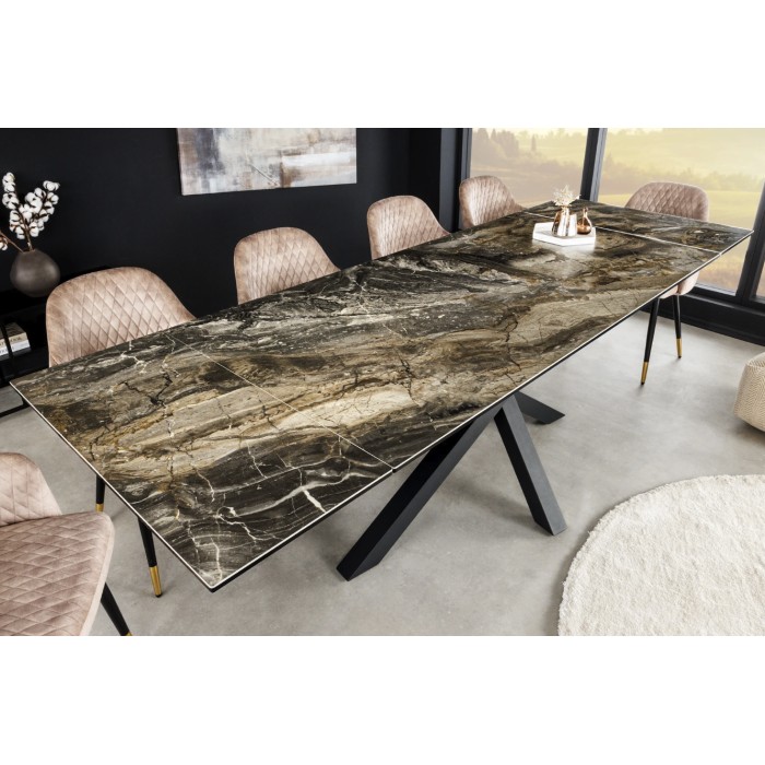 Table PETRANO extensible 180-220-260cm marbre taupe mise en situation