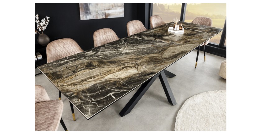Table PETRANO extensible 180-220-260cm marbre taupe mise en situation