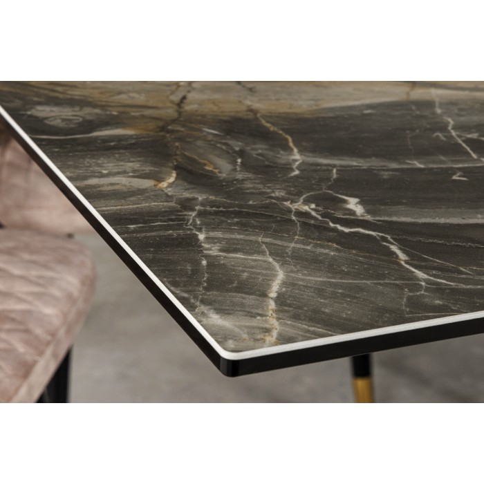 Zoom sur le coin de la table PETRANO extensible 180-220-260cm marbre taupe