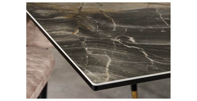 Zoom sur le coin de la table PETRANO extensible 180-220-260cm marbre taupe