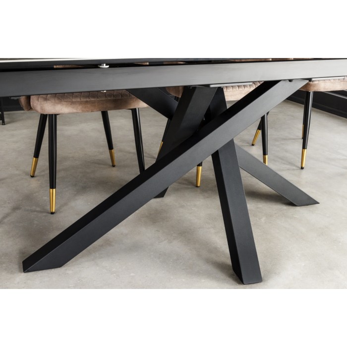 Zoom sur les pieds de la table PETRANO extensible 180-220-260cm marbre taupe
