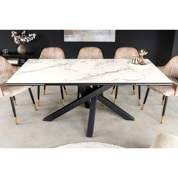 Table PETRANO extensible 180-220-260cm blanche vue de face sans extension