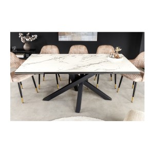 Table PETRANO extensible 180-220-260cm blanche vue de face sans extension