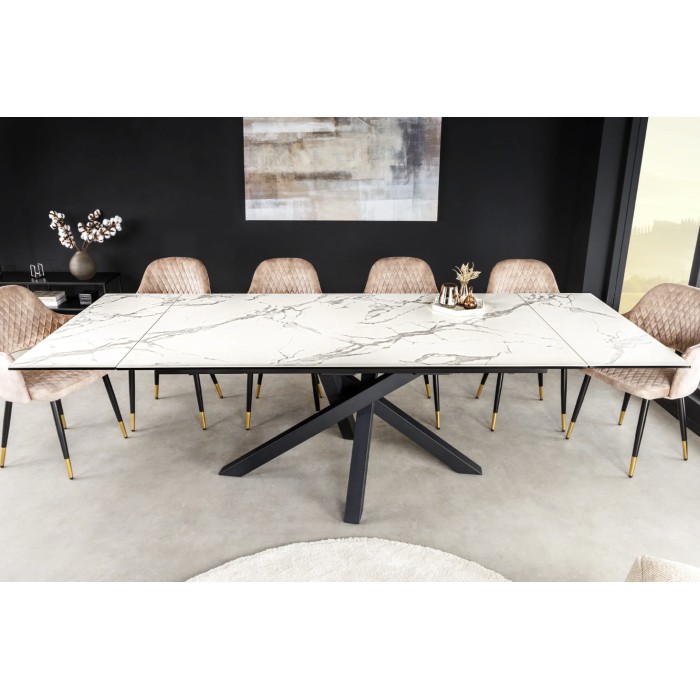 Table PETRANO extensible 180-220-260cm blanche vue de face