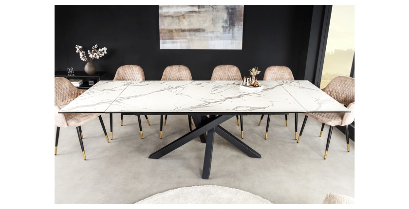 Table PETRANO extensible 180-220-260cm blanche vue de face