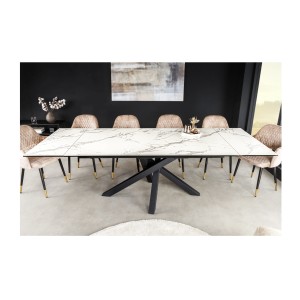 Table PETRANO extensible 180-220-260cm blanche vue de face