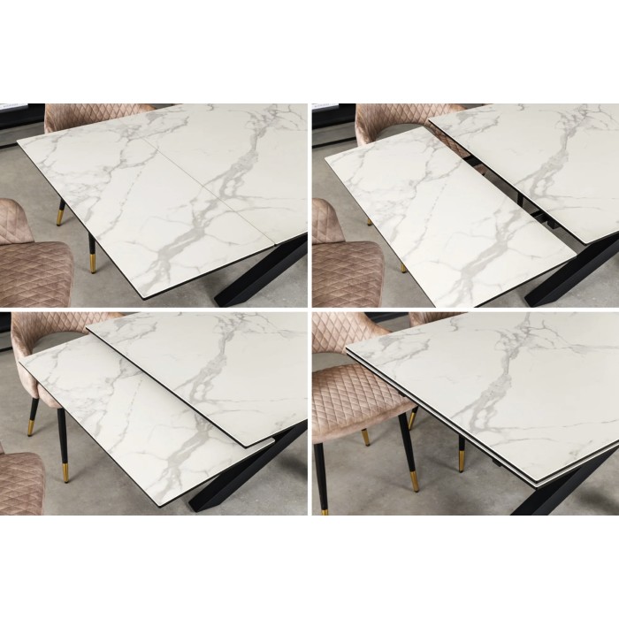 Zoom sur l'extensibilité de la table PETRANO extensible 180-220-260cm blanche