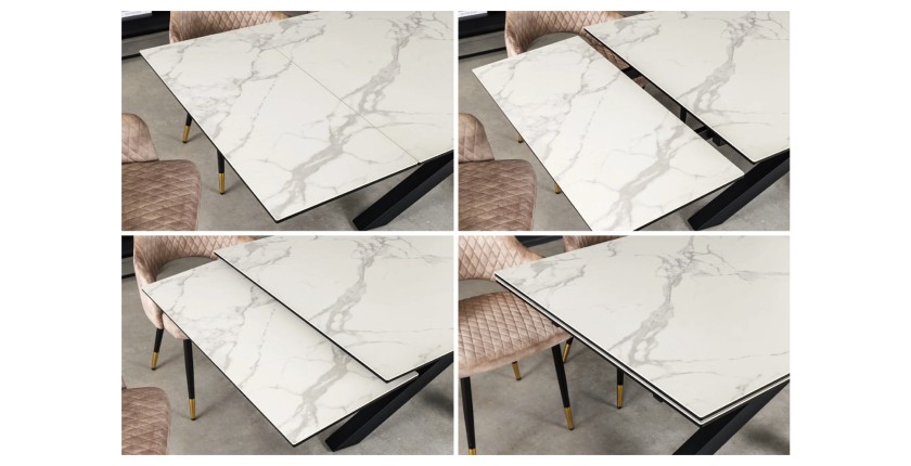 Zoom sur l'extensibilité de la table PETRANO extensible 180-220-260cm blanche
