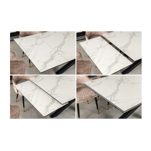 Zoom sur l'extensibilité de la table PETRANO extensible 180-220-260cm blanche