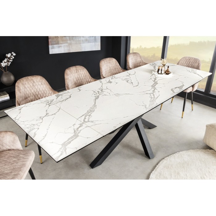 Table PETRANO extensible 180-220-260cm blanche mise en situation