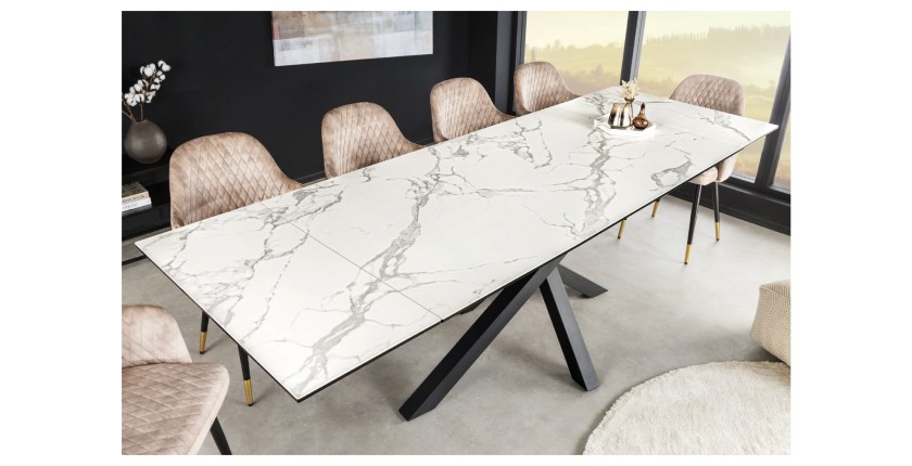 Table PETRANO extensible 180-220-260cm blanche mise en situation