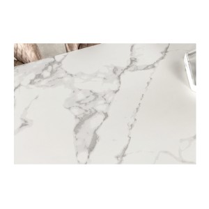 Zoom sur la matière du plateau de la table PETRANO extensible 180-220-260cm blanche