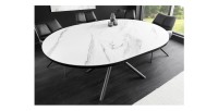 Table ronde OPHIRA extensible 120-160cm blanche mise en situation avec extension