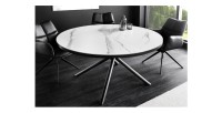 Table ronde OPHIRA extensible 120-160cm blanche dans un décor 3D