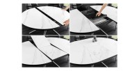 Zoom sur le système d'extension de la table ronde OPHIRA extensible 120-160cm blanche