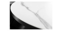 Zoom sur la tranche de la table ronde OPHIRA extensible 120-160cm blanche